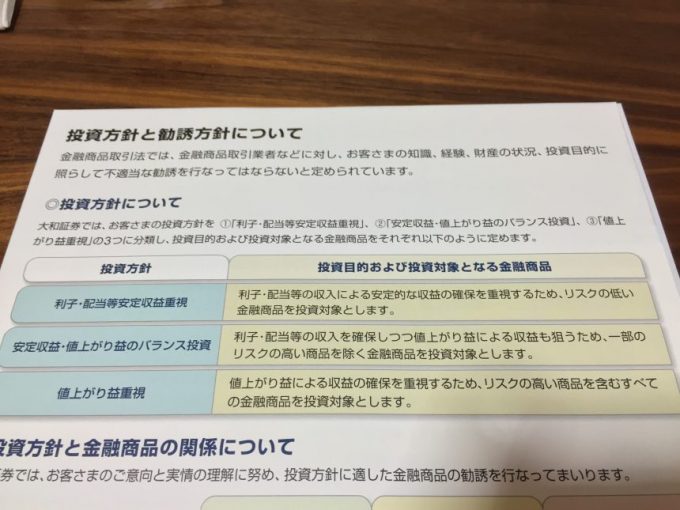 投資方針と勧誘指針の説明