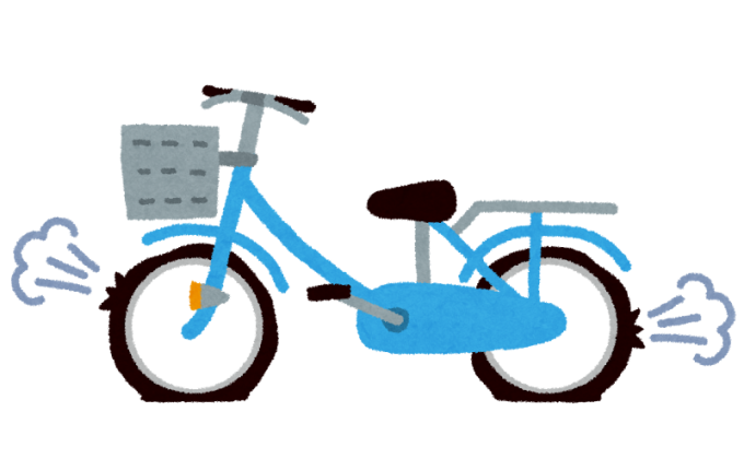 自転車がパンクしたイラスト