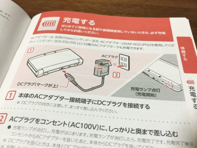 3DS LLの説明書