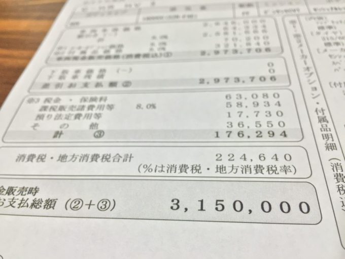 C-HRの見積書の金額