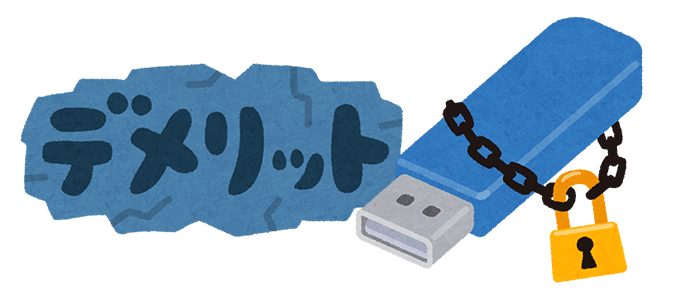 デメリットと書かれたハードウェアウォレットのイラスト