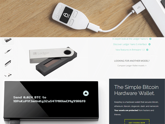 各種仮想通貨ハードウェアウォレット