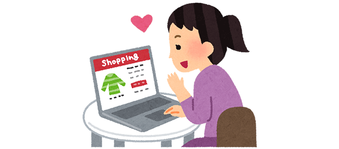 ネットで買い物する女性のイラスト