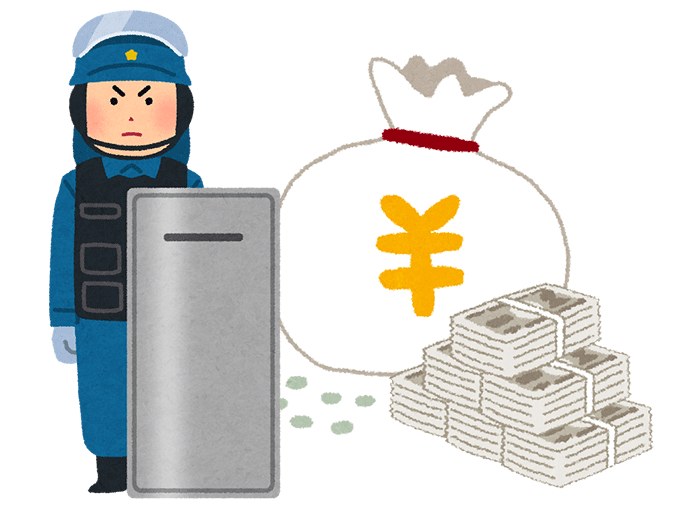 お金を守る警備員のイラスト