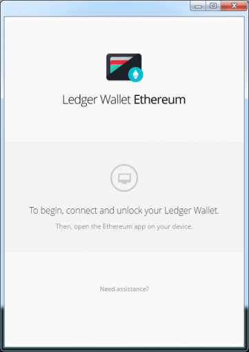 ledger wallet ethereumの起動前の画面