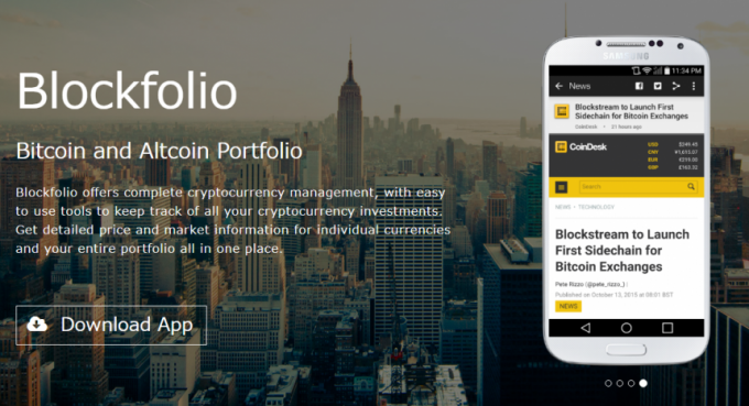 仮想通貨資産管理アプリ「Blockfolio」のホームページ