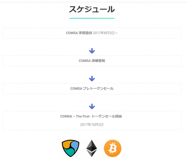 COMSA、今後のスケジュール（キャプチャ）