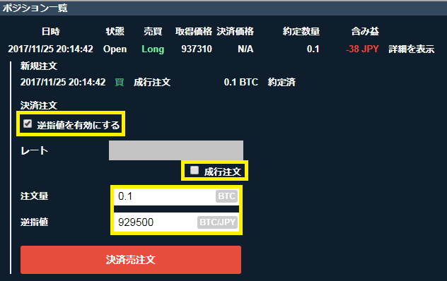 逆指値成行き注文