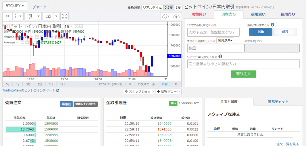 zaifのサーバー接続エラー表示