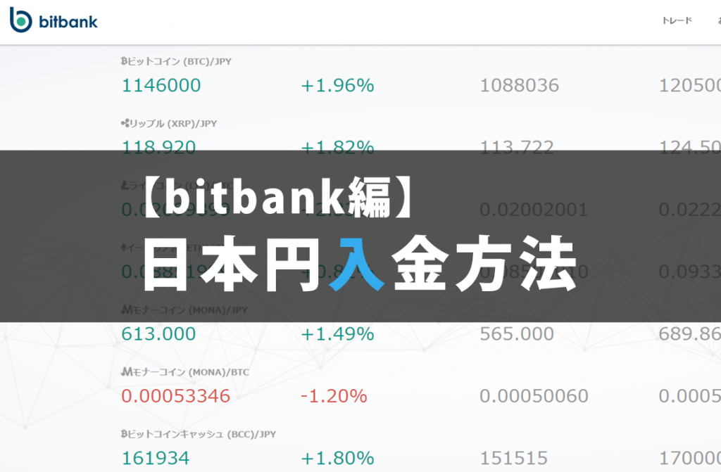 【bitbank編】日本円入金方法