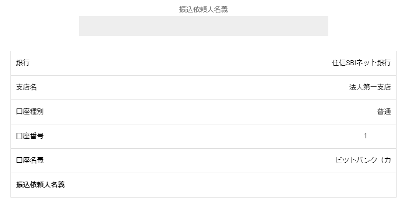 ビットバンクの振込先口座