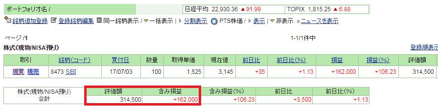 証券口座ポートフォリオ