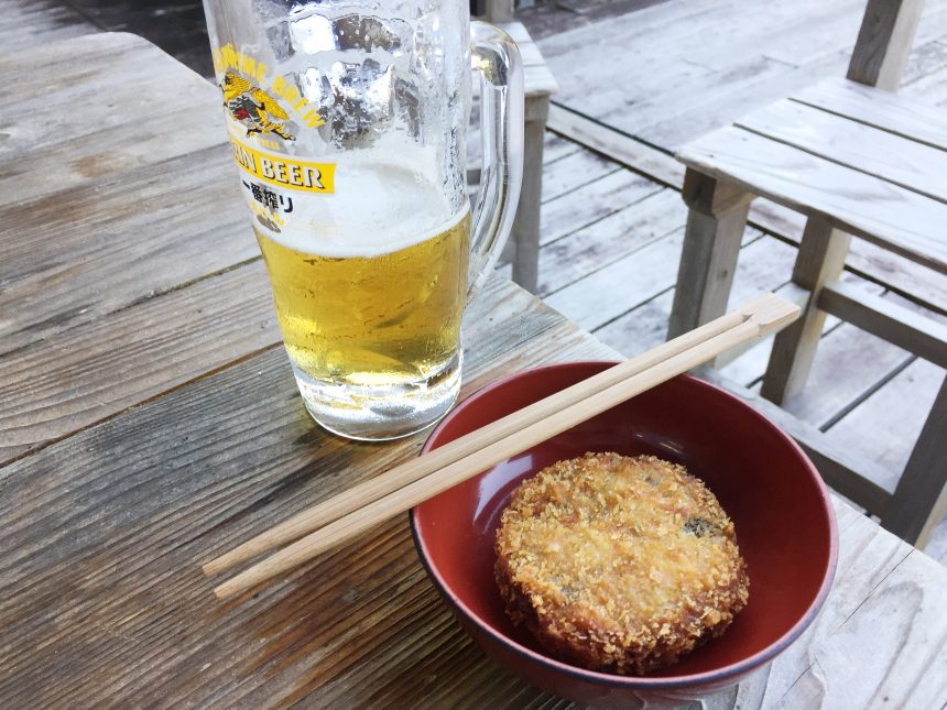 生ビールと西米良コロッケ